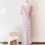 粉金色日系刺繡亮片晚宴媽媽禮服