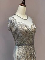 灰色魚尾全身亮片媽媽禮服