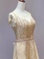 金色水鑽腰帶澎裙媽媽禮服