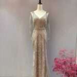米銀色魚尾滿鑽媽媽禮服