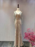 米銀色魚尾滿鑽媽媽禮服