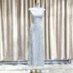 銀色全身亮片卡肩媽媽禮服