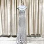 灰色簍空古典花紋魚尾媽媽禮服