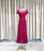 紅色古典繡花小包袖媽媽禮服