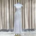 灰色排鑽空紗媽媽禮服