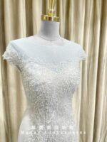 灰色排鑽空紗媽媽禮服