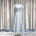 米藍色小清新碎鑽澎澎裙媽媽禮服