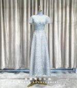 米藍色小清新碎鑽澎澎裙媽媽禮服