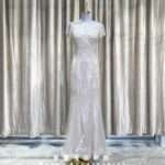 香檳金全身縫珠蕾絲魚尾媽媽禮服