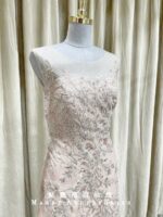 粉色U領立體刺繡花漸層媽媽禮服