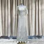 金色流線雕花蕾絲袖媽媽禮服