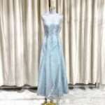 綠色襯布羽毛狀蕾絲媽媽禮服