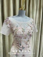 粉色清新小水鑽碎花媽媽禮服