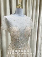 金色透膚亮片蕾絲澎澎裙媽媽禮服