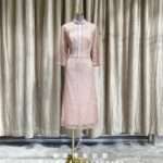 粉色蕾絲古風旗袍媽媽禮服