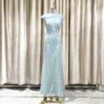 綠色網紗繡花A字媽媽禮服