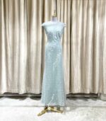 綠色網紗繡花A字媽媽禮服