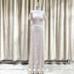 粉色短袖全身亮片媽媽禮服