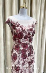 紅色蕾絲亮片繡花媽媽禮服