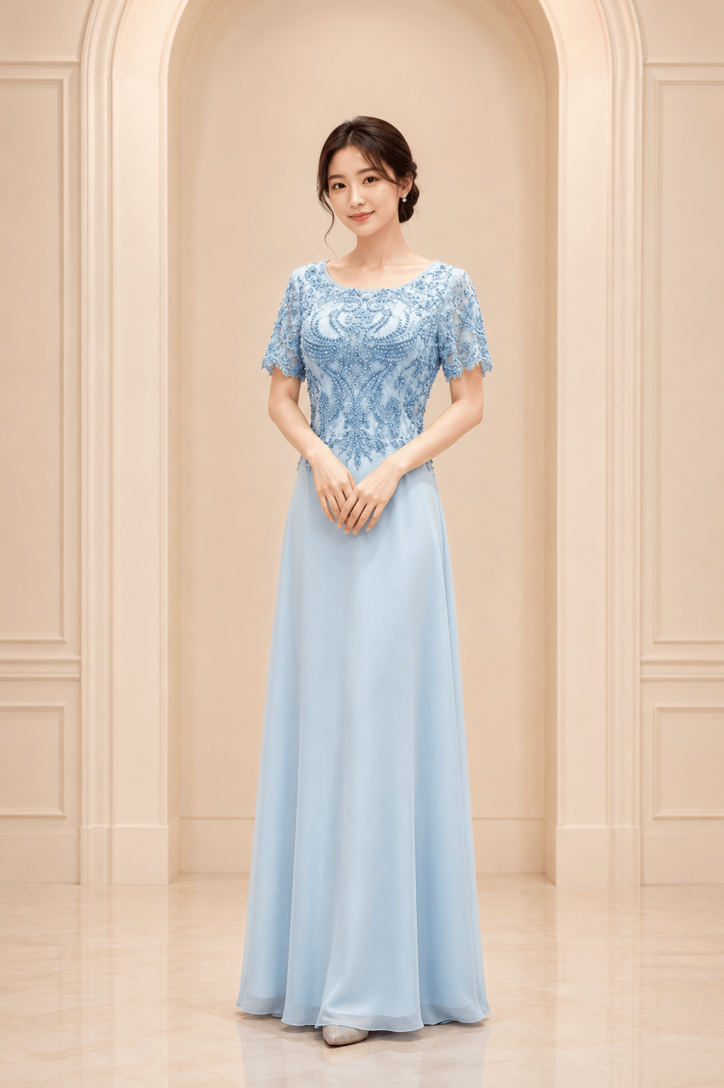 蒂芬妮藍珠工雪紡媽媽禮服 蒂芬妮藍珠工雪紡媽媽禮服