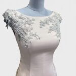 粉色緞面刺繡媽媽禮服