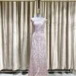 夢幻紫色滿鑽魚尾媽媽禮服