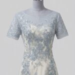 銀色紗金緞蕾絲媽媽禮服