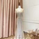 華麗滿鑽V領小包袖魚尾媽媽禮服