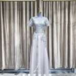 銀色紗金緞蕾絲媽媽禮服