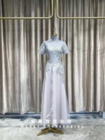 銀色紗金緞蕾絲媽媽禮服