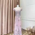 粉色直筒亮片紗媽媽禮服