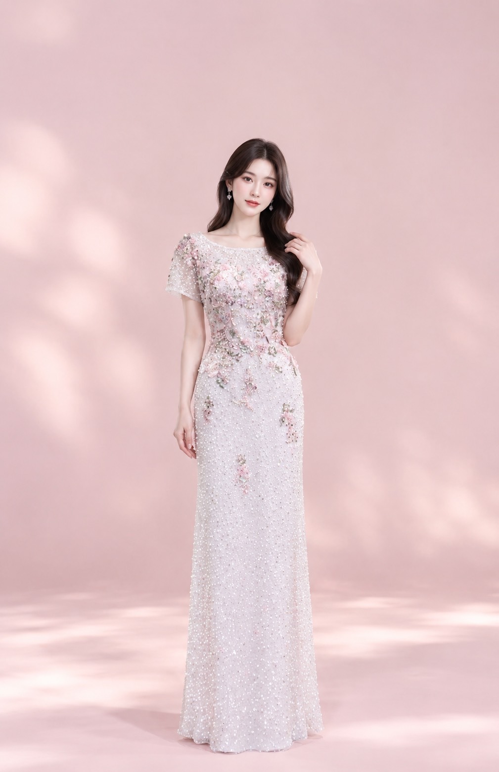 粉色清新小水鑽碎花媽媽禮服 粉色清新小水鑽碎花媽媽禮服