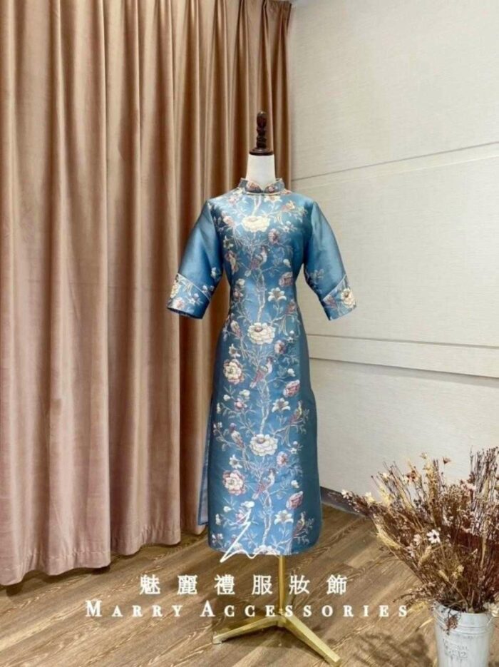 湖水綠七分袖旗袍媽媽禮服 湖水綠七分袖旗袍媽媽禮服