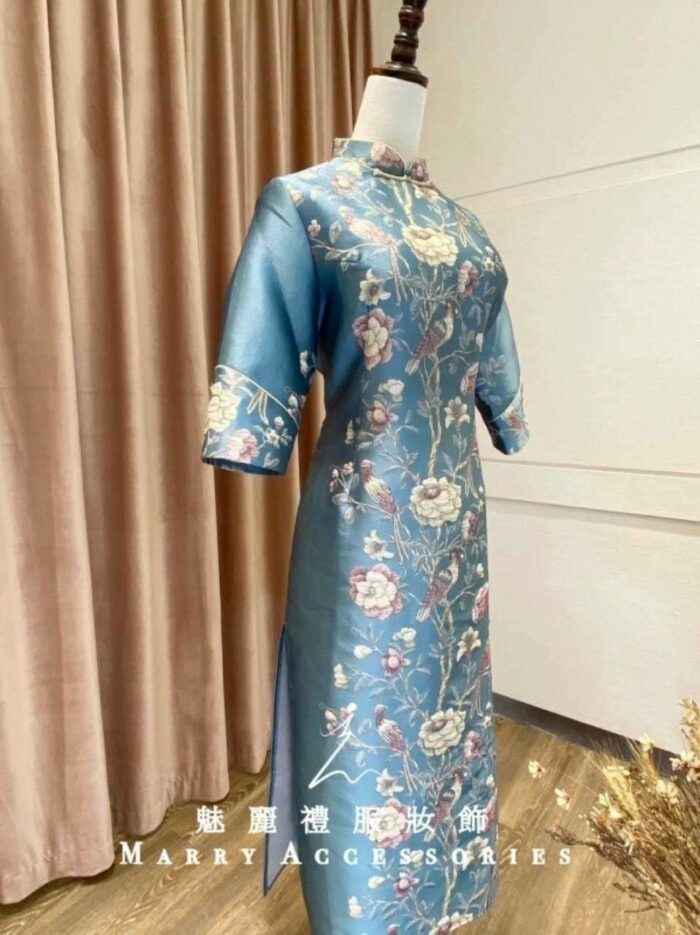 湖水綠七分袖旗袍媽媽禮服 湖水綠七分袖旗袍媽媽禮服
