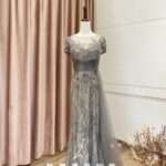 膚底側灰紗碎鑽媽媽禮服