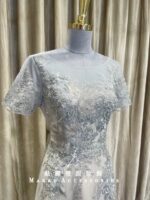 銀色紗金緞蕾絲媽媽禮服