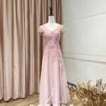 粉色管珠亮片A字媽媽禮服