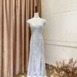 水藍色亮片蕾絲魚尾媽媽禮服