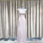 粉色緞面刺繡媽媽禮服