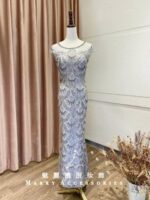 銀色睫毛彎彎魚尾媽媽禮服