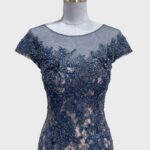 藍色古典花紋媽媽禮服