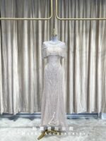 香檳金斗篷滿鑽魚尾媽媽禮服