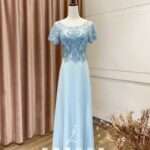 蒂芬妮藍珠工雪紡媽媽禮服