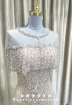 香檳金斗篷滿鑽魚尾媽媽禮服