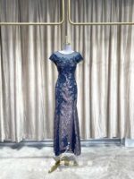 藍色古典花紋媽媽禮服