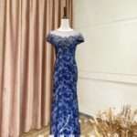 藍色珠工刺繡亮片魚尾台中媽媽禮服