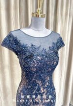 藍色古典花紋媽媽禮服