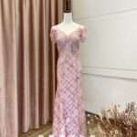 粉色珠工卡肩魚尾台中媽媽禮服