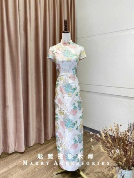 旗袍領立體刺繡直筒台中媽媽禮服