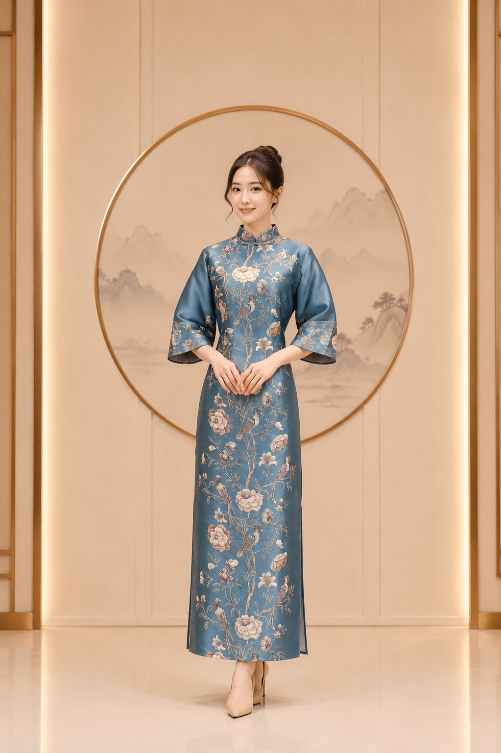 湖水綠七分袖旗袍媽媽禮服 湖水綠七分袖旗袍媽媽禮服